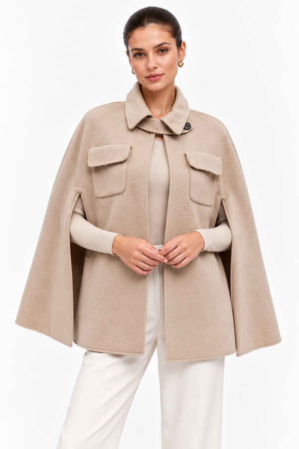 The Pierre Oatmeal Cape Coat | Women’s Winter Cape
