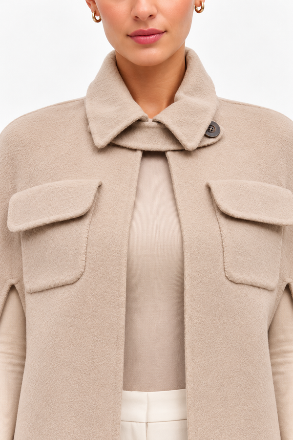 The Pierre Oatmeal Cape Coat | Women’s Winter Cape