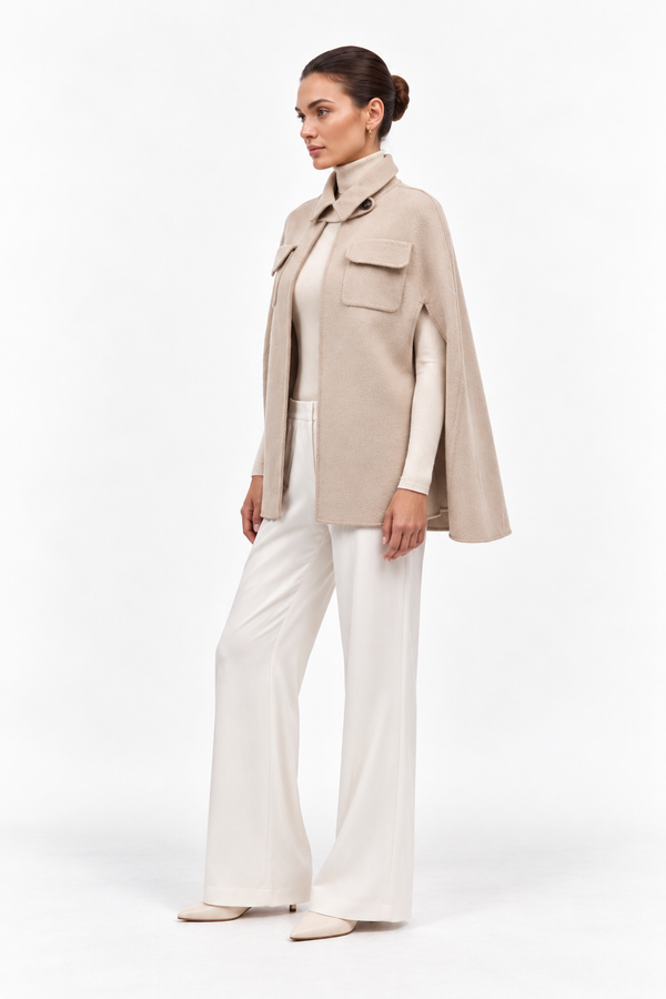 The Pierre Oatmeal Cape Coat | Women’s Winter Cape