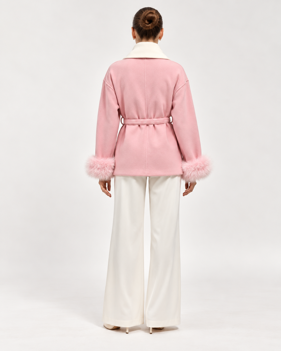 The Carlyle Blush Wrap Jacket | Faux Fur Cuff Coat