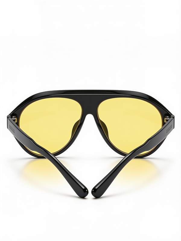 Vintage-Inspired Oversized Aviator Glasses with Amber Tinted Lenses
