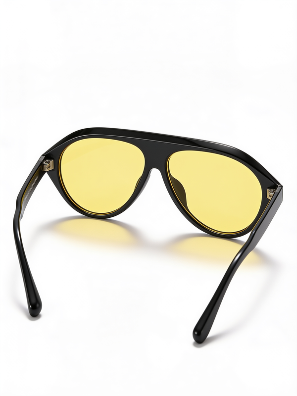 Vintage-Inspired Oversized Aviator Glasses with Amber Tinted Lenses