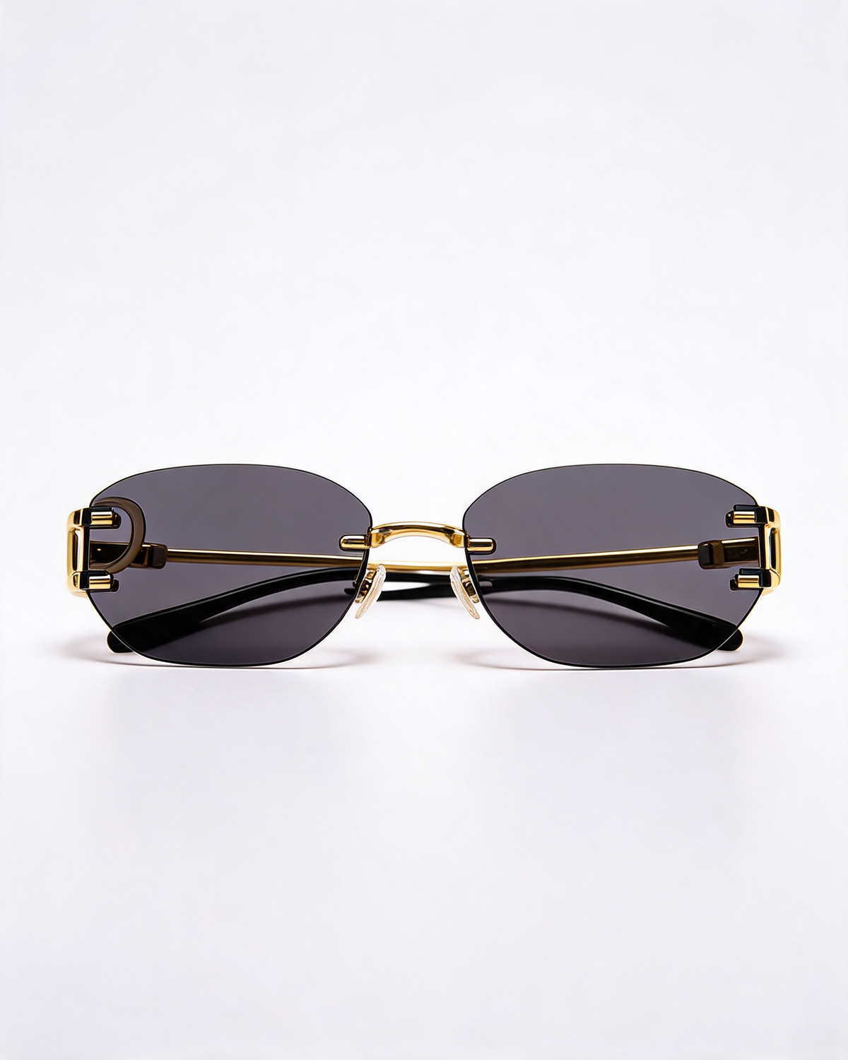 Rimless Oval Sunglasses with Gold Frame
