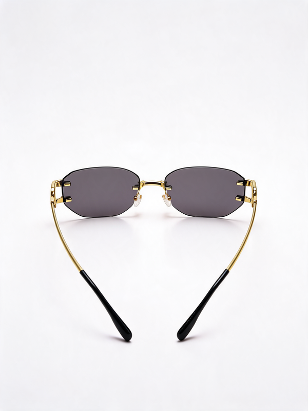 Rimless Oval Sunglasses with Gold Frame
