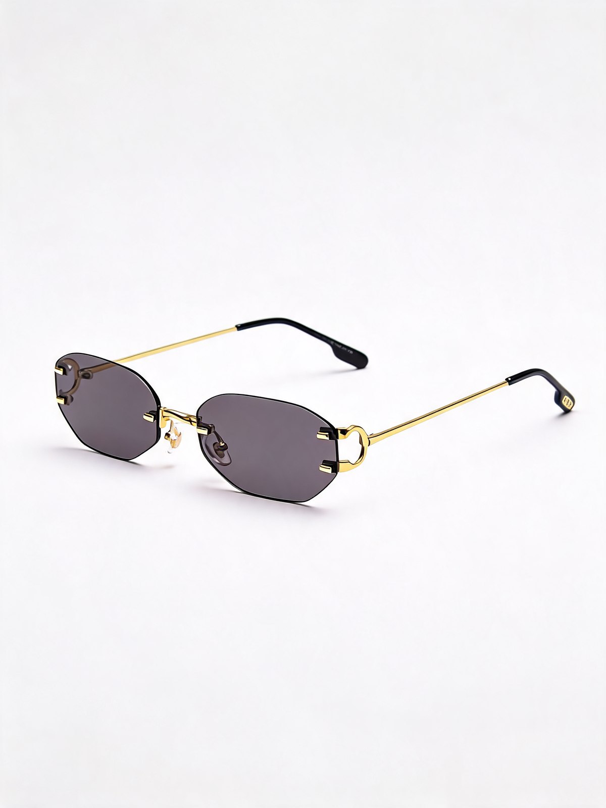 Rimless Oval Sunglasses with Gold Frame